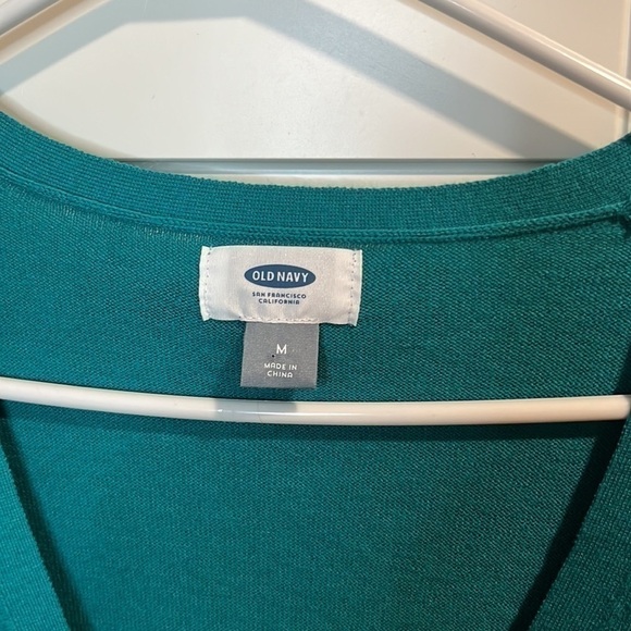 OLD navy. Green. Button up cardigan. Stretch. Medium. - Picture 2 of 4